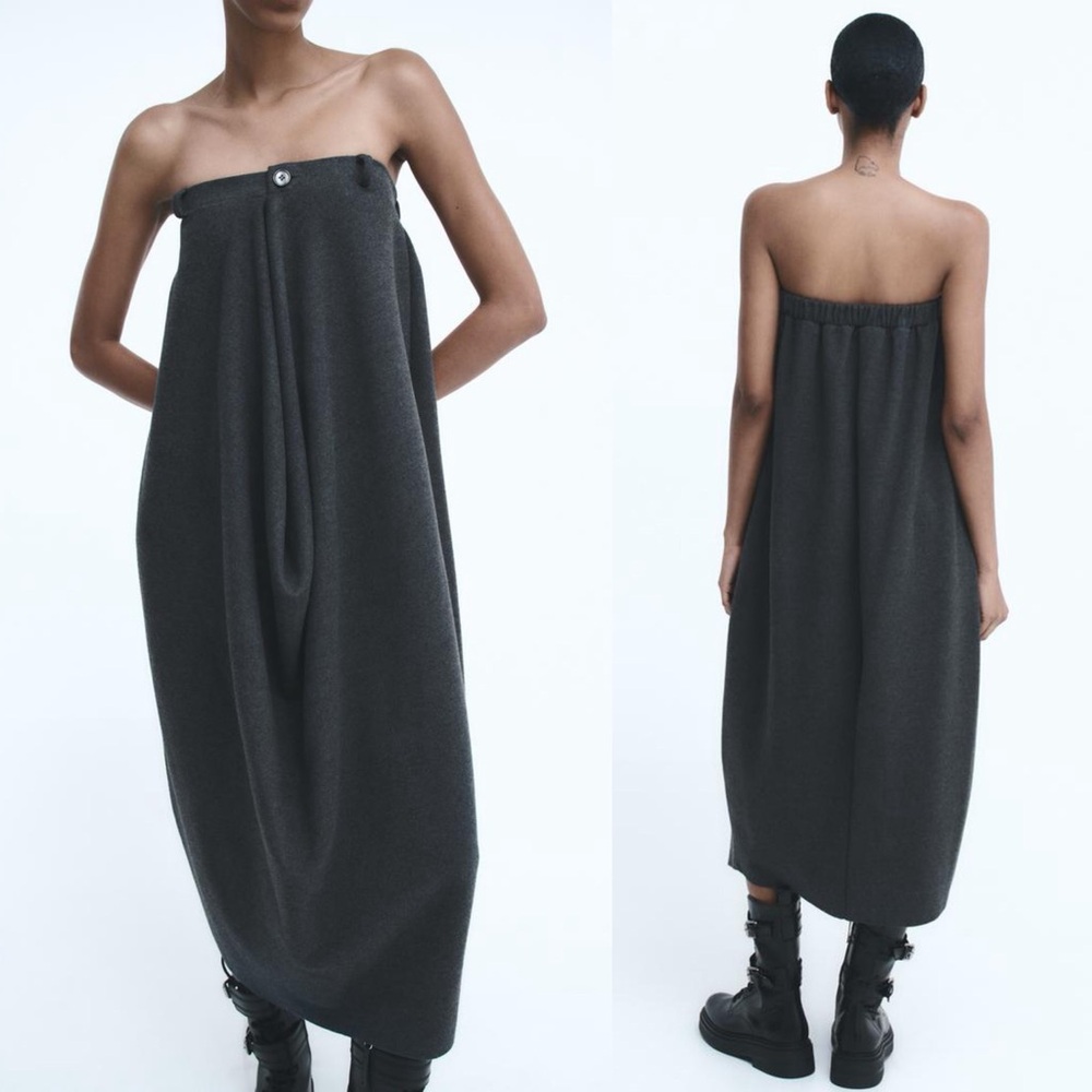 Zara Strapless Charcoal Dress
